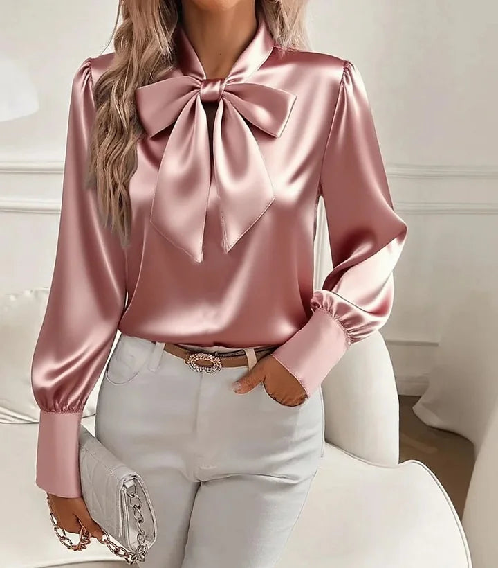 Élodine™ — Blouse satinée élégante à manches longues
