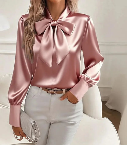 Élodine™ — Blouse satinée élégante à manches longues
