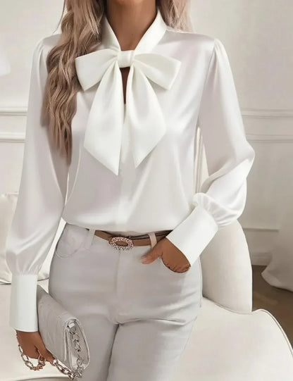 Élodine™ — Blouse satinée élégante à manches longues