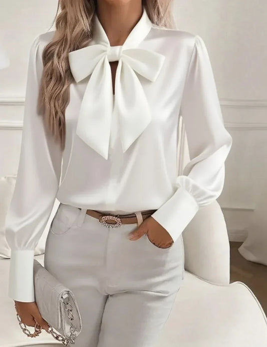 Élodine™ — Blouse satinée élégante à manches longues