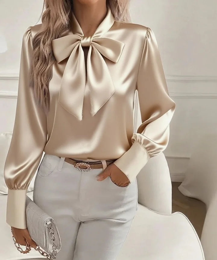 Élodine™ — Blouse satinée élégante à manches longues