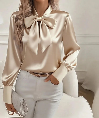Élodine™ — Blouse satinée élégante à manches longues