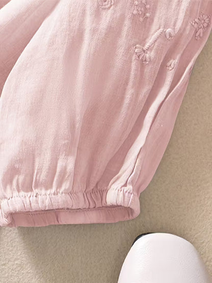 Éléna™ — Blouse élégante en lin mélangé et brodé