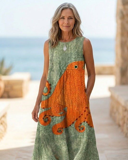 Tess | Robe Midi Océanique