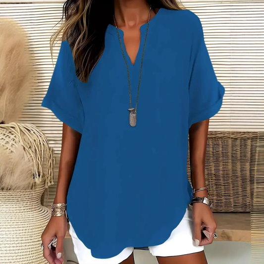 Émilie™ — Blouse fluide élégante à col ouvert