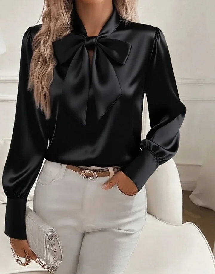 Élodine™ — Blouse satinée élégante à manches longues