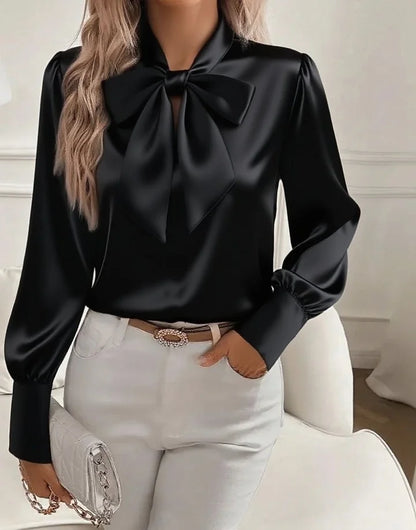 Élodine™ — Blouse satinée élégante à manches longues