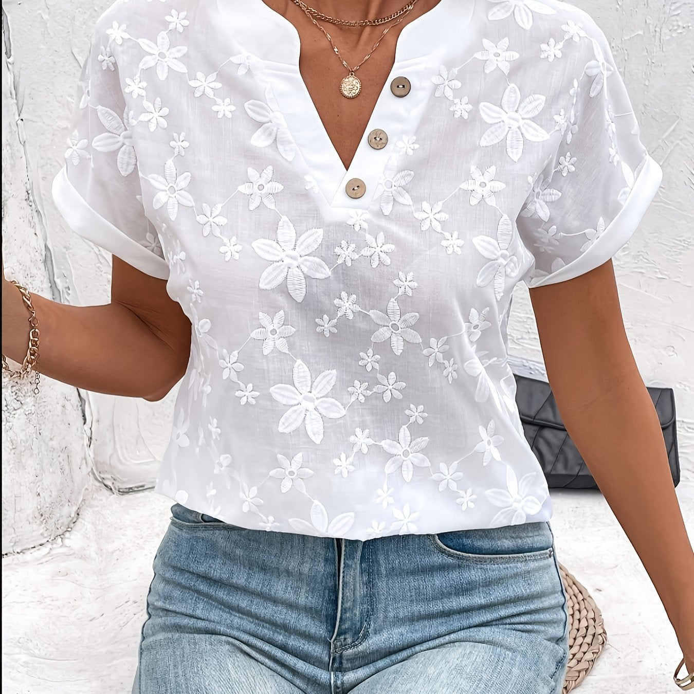 Fleur™ — Blouse d'été élégante au motif délicat